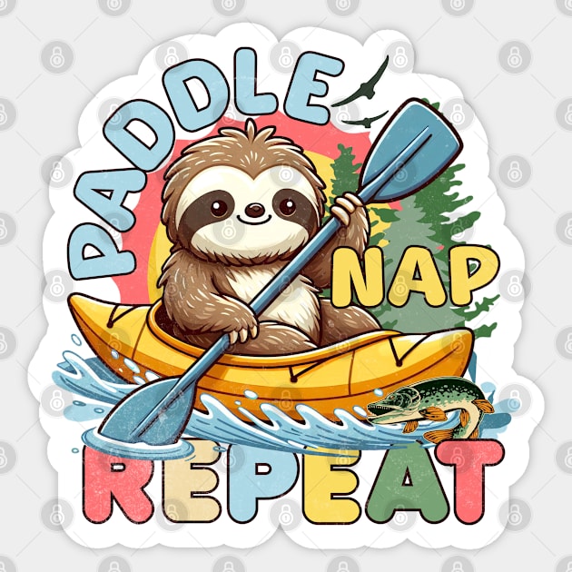 Funny Sloth Outdoor - Kayaking Sloth Sticker by alcoshirts